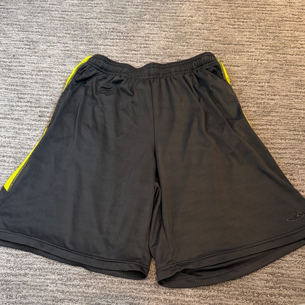 C9 by Champion Black Athletic Shorts with Neon Yellow Side Trim